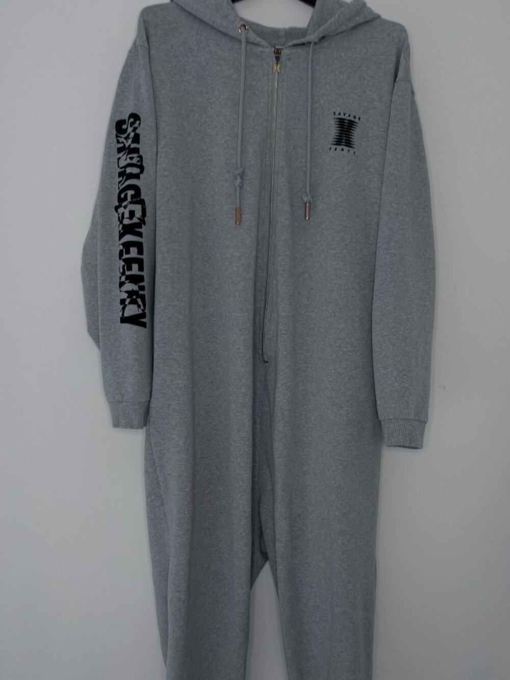 Savage X Fenty Womens 3X Gray Forever Savage Hooded Romper Jumpsuit Flaw